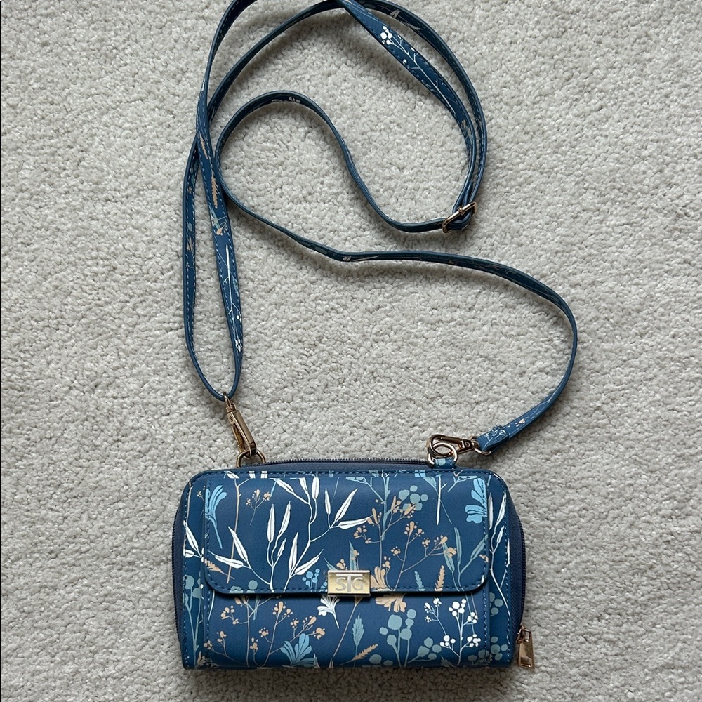 STG Floral Blue Travel Crossbody Bag